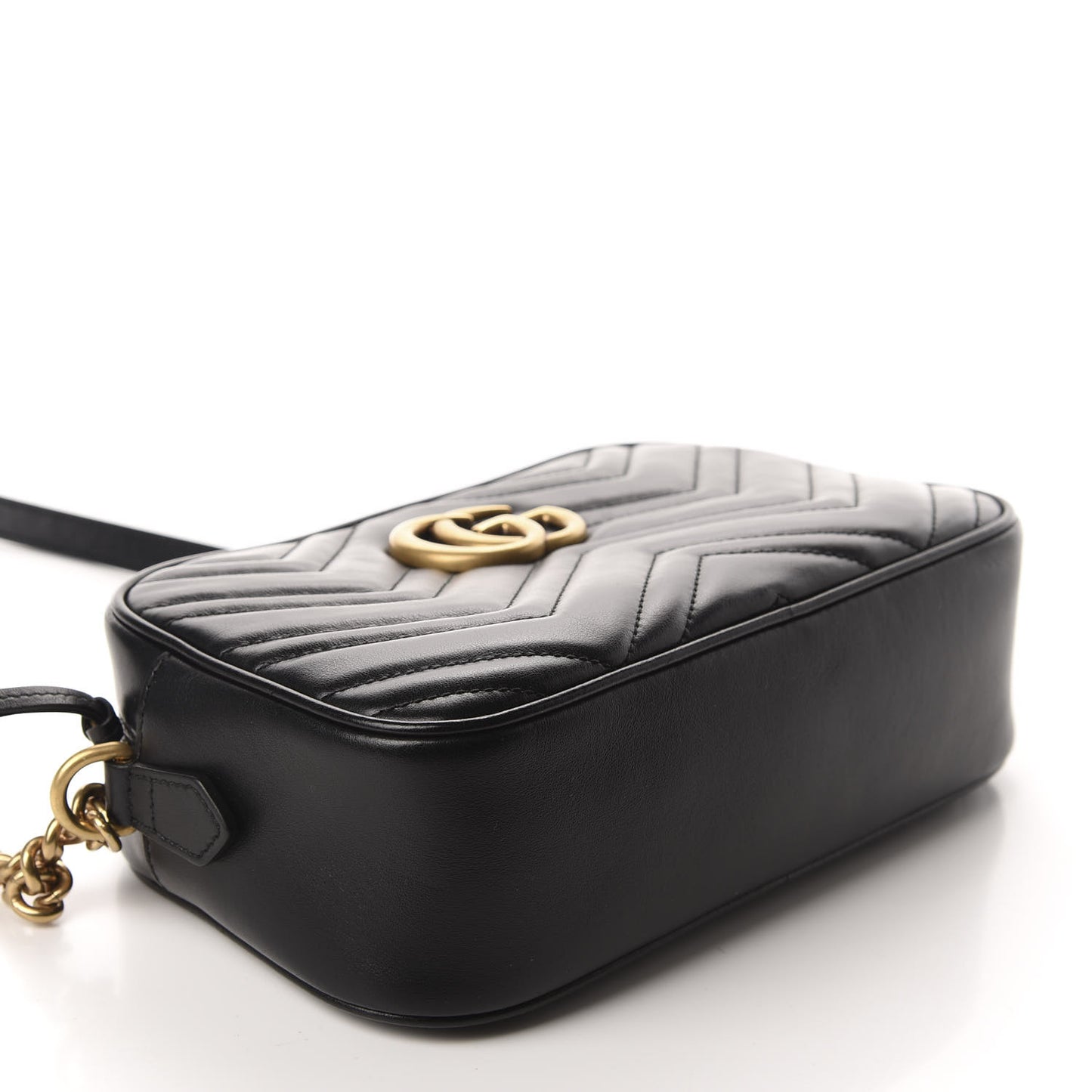 Calfskin Matelasse Small GG Marmont Chain Shoulder Bag Black