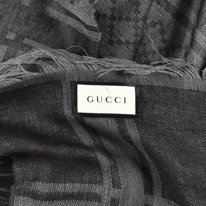Gucci Wool Silk GG Monogram Diamante Plaid Surviee Shawl Graphite Black 2 of 3