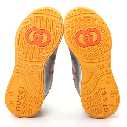 Gucci Calfskin Suede Mesh Lizard Embossed Womens Ultrapace Sneakers 40 Silver Anthracite Neon Orange 6 of 10