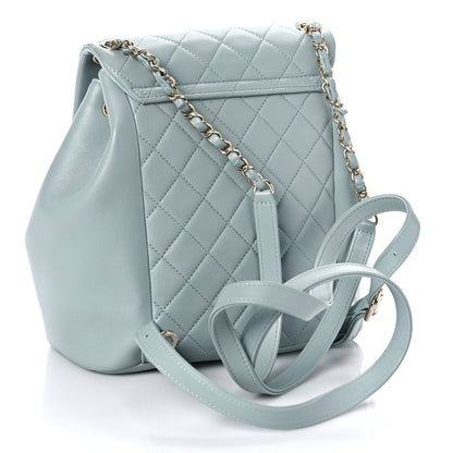 Chanel Lambskin Quilted Large Duma Drawstring Backpack Light Blue 3 of 13
