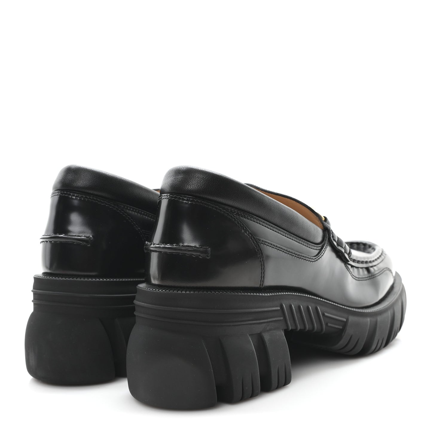 Magnum Calfskin Nappa Samoa Womens Horsebit Platform Chunky Lug Sole 40mm Loafers 41 Black