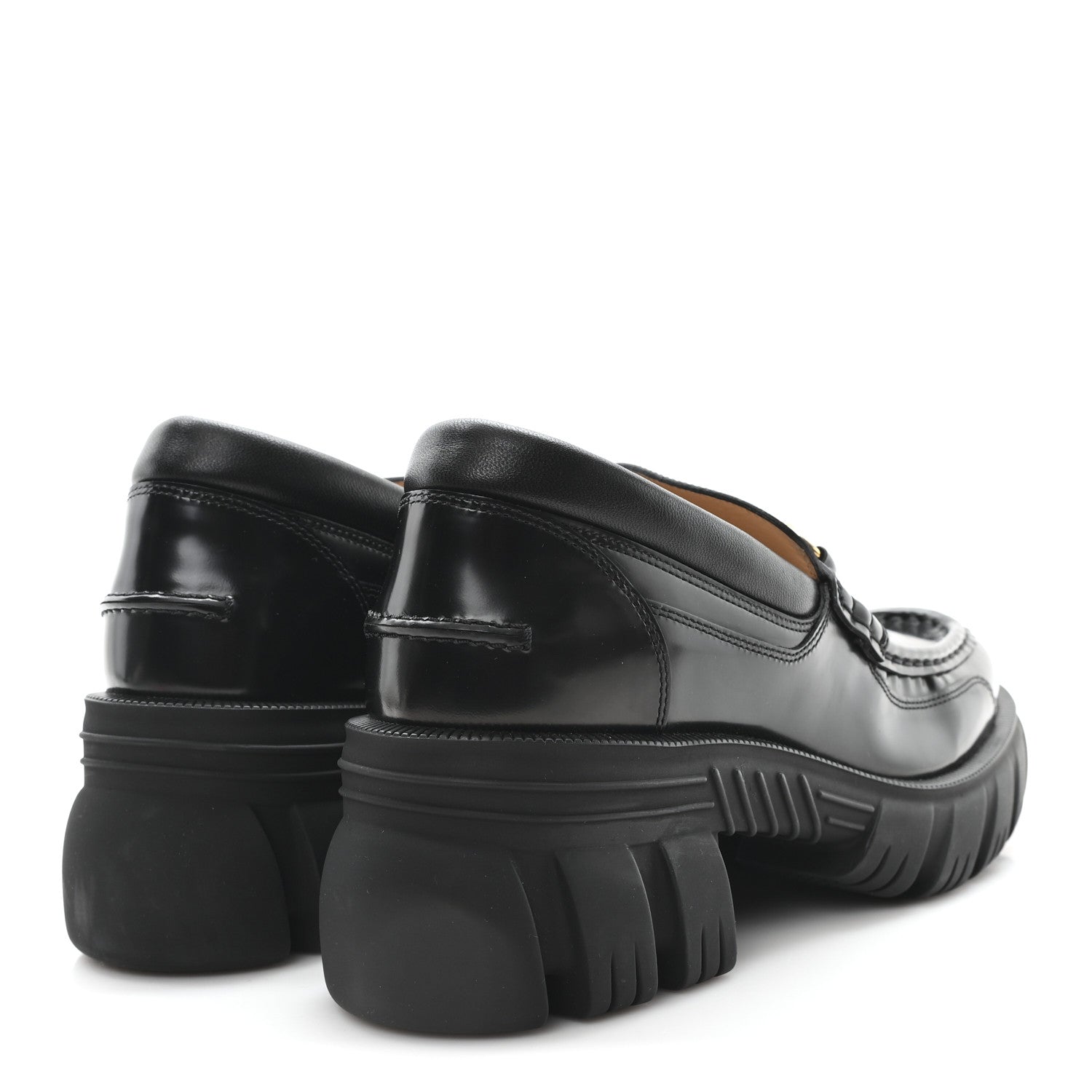 Gucci Magnum Calfskin Nappa Samoa Womens Horsebit Platform Chunky Lug Sole 40mm Loafers 41 Black 5 of 9
