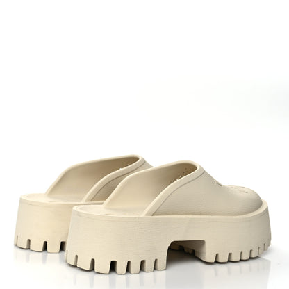 Gucci Rubber GG Monogram Perforated Elea Platform 55mm Lug Sole Sandals 40 Mystic White 4 of 12