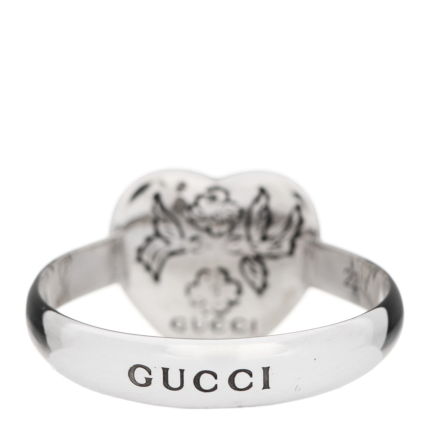 Sterling Silver Blind for Love Heart Band Ring 61 9.5