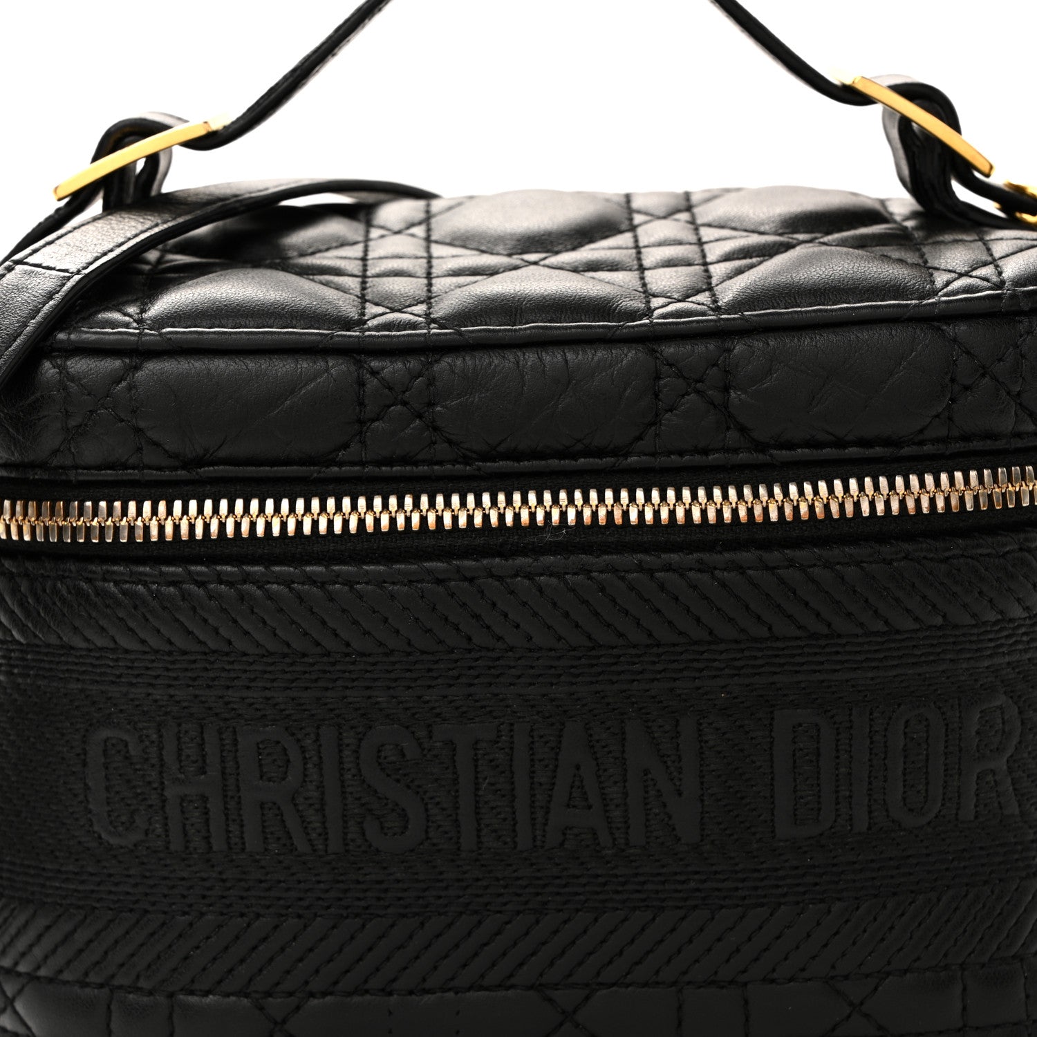 Christian Dior Lambskin Cannage Small Diortravel Vanity Case Black 7 of 13