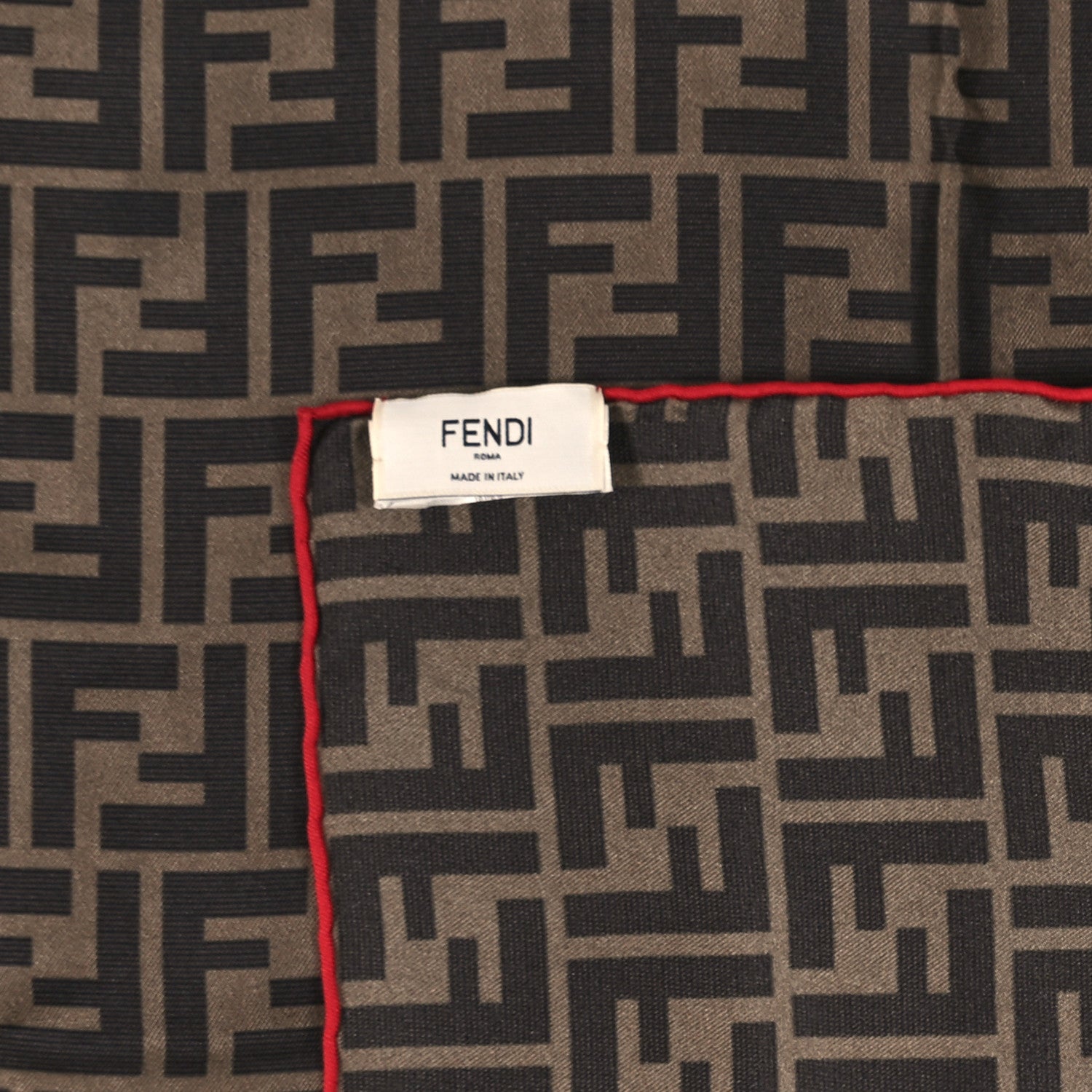 Fendi Silk FF Scarf Brown Black Red 2 of 3