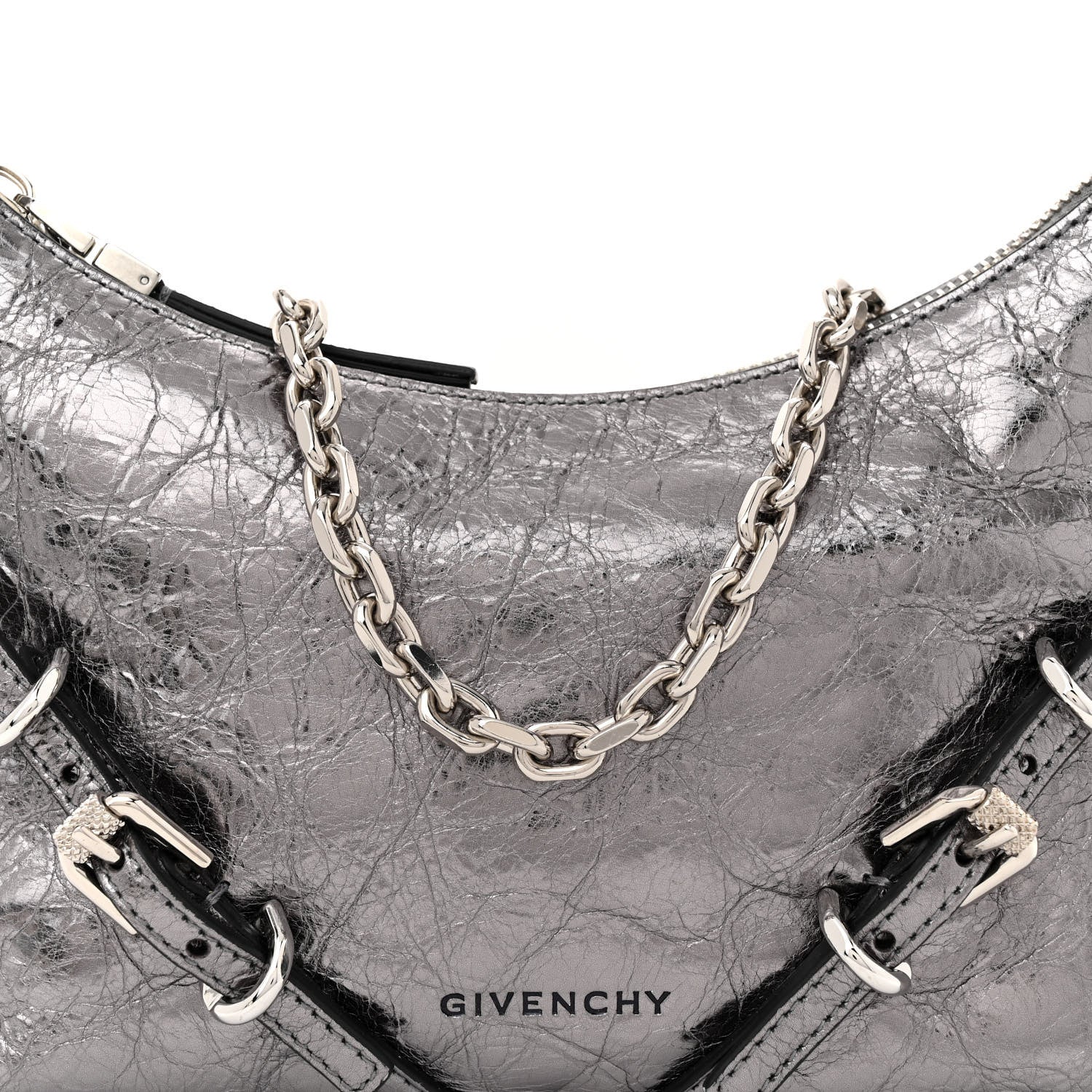 Givenchy Metallic Calfskin Mini Voyou Bag Silver 8 of 11