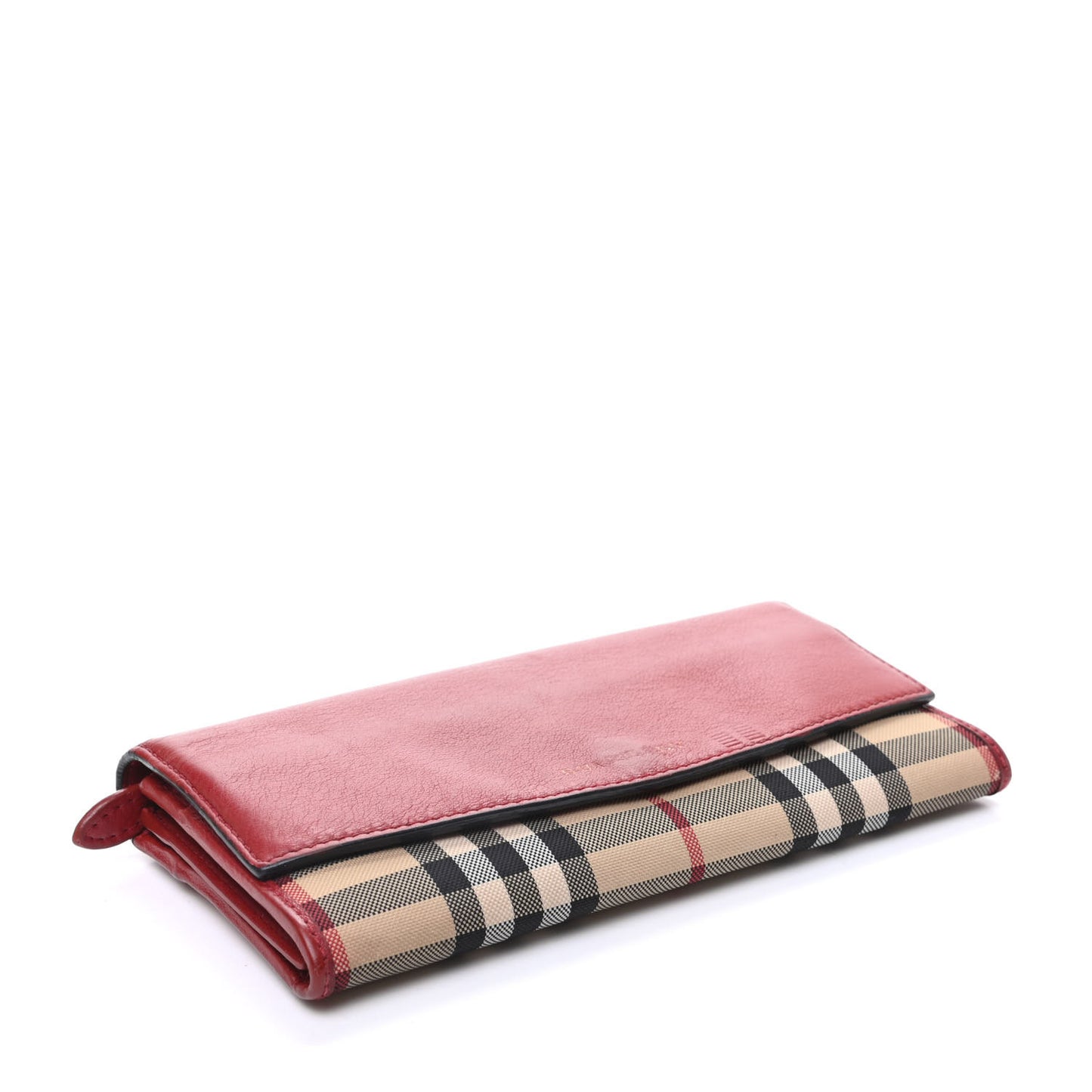 Calfskin House Check Continental Wallet Red