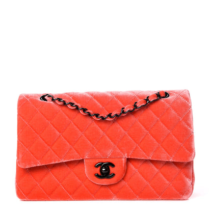 Chanel Velvet Quilted Medium Double Flap Coral 1 of 9