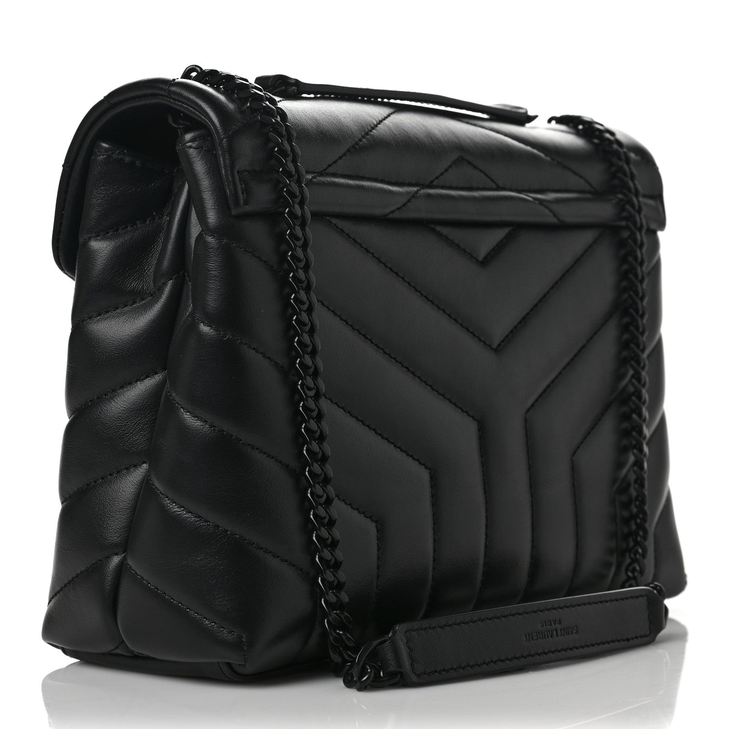 Saint Laurent Calfskin Y Quilted Monogram Small Loulou Chain Satchel Black 3 of 9