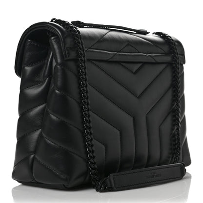 Saint Laurent Calfskin Y Quilted Monogram Small Loulou Chain Satchel Black 3 of 9