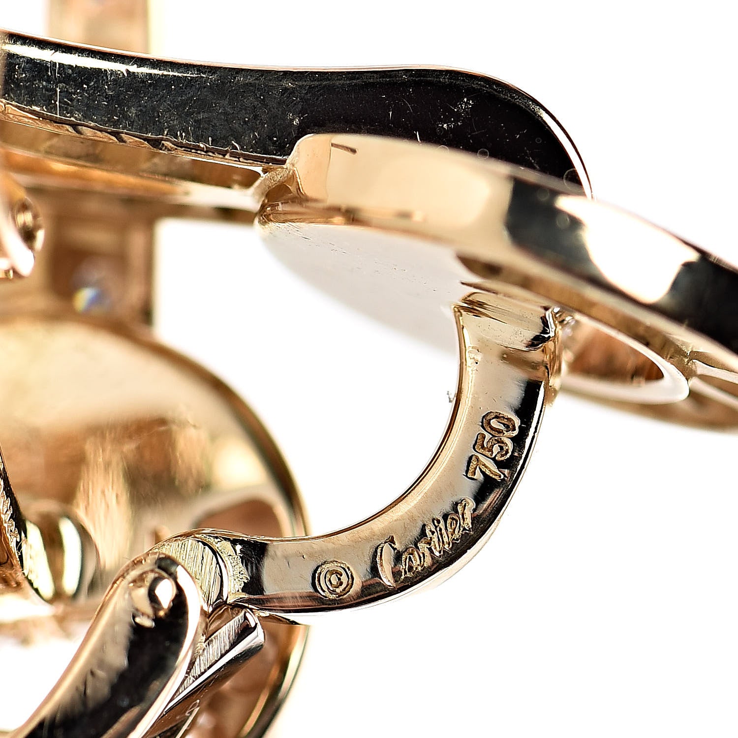 Cartier 18K Yellow Gold Diamond Agrafe Earrings 5 of 5