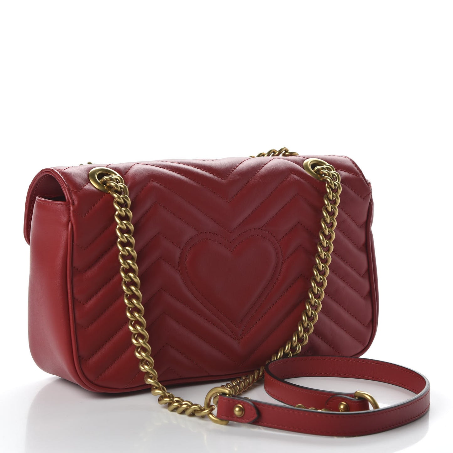 Calfskin Matelasse Small GG Marmont Shoulder Bag Hibiscus Red