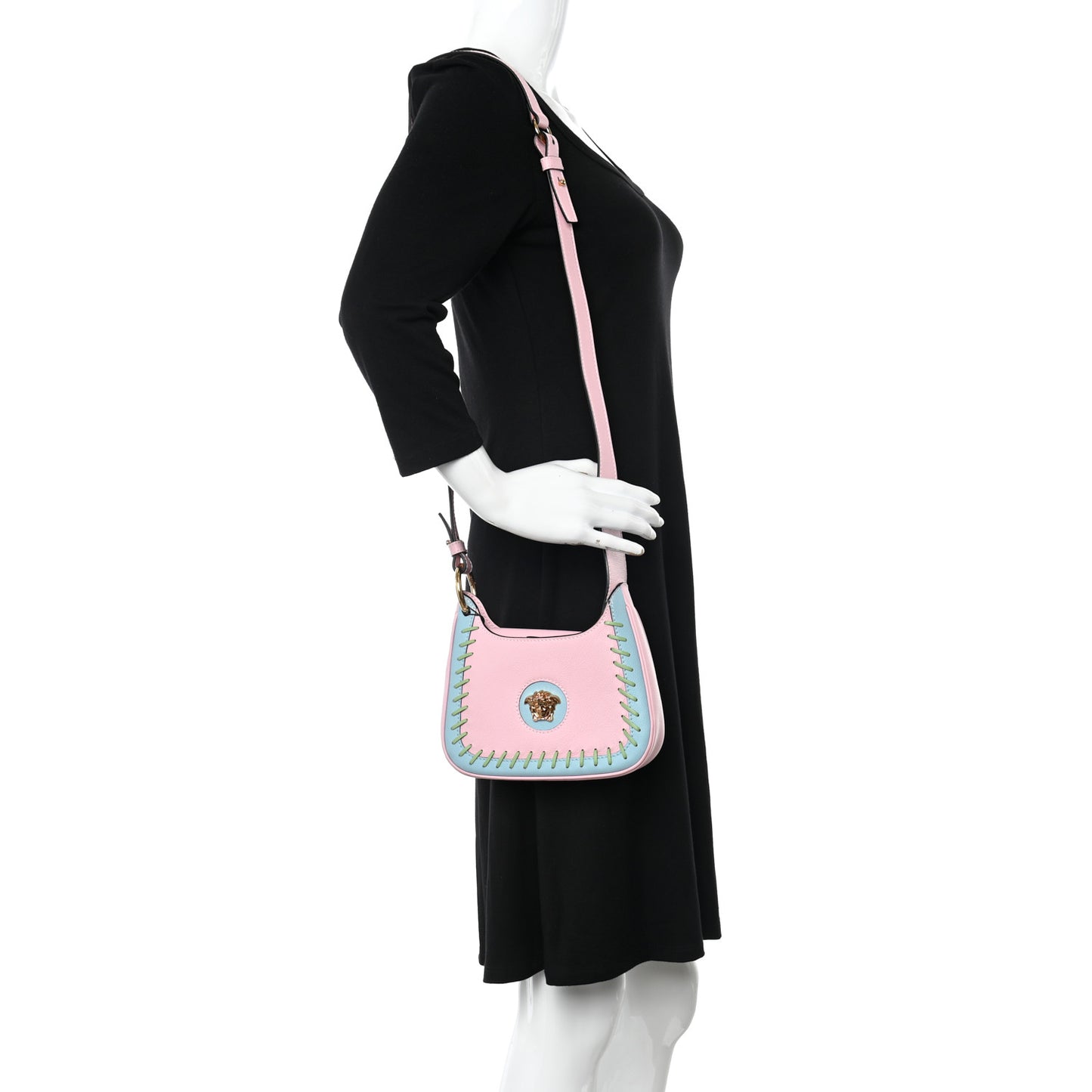 Calfskin Whipstitch Medusa Mini Hobo English Rose