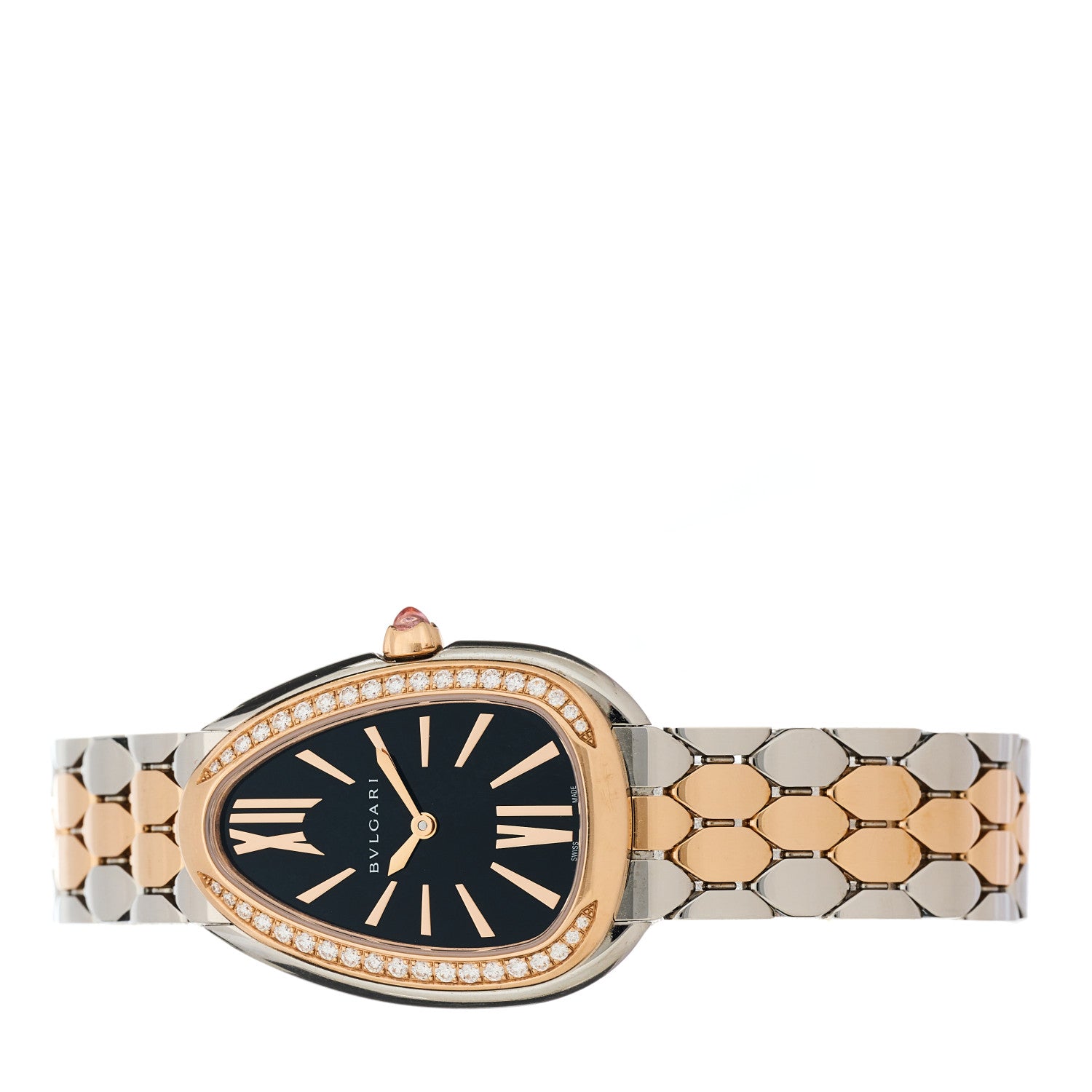 Bulgari Stainless Steel 18K Rose Gold Diamond Bezel 33mm Serpenti Seduttori Quartz Watch Black 2 of 5