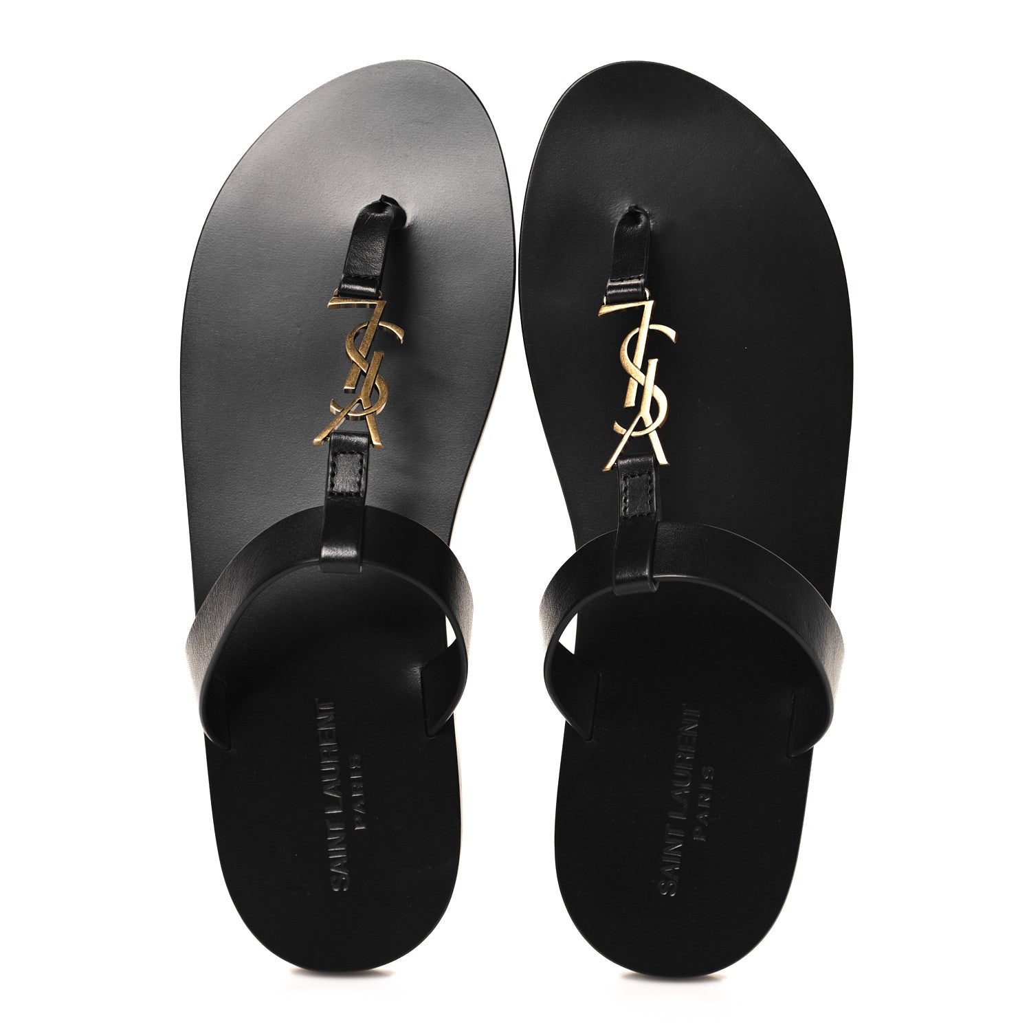 Saint Laurent Calfskin Mens Cassandra Monogram Sandals 43 Black 2 of 10