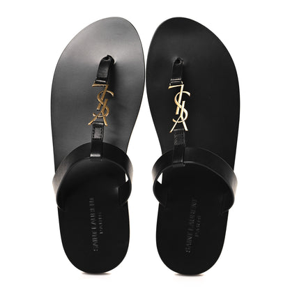 Saint Laurent Calfskin Mens Cassandra Monogram Sandals 43 Black 2 of 10
