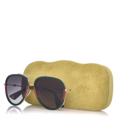Gucci Web Aviator Sunglasses GG0062S Green Red 7 of 7