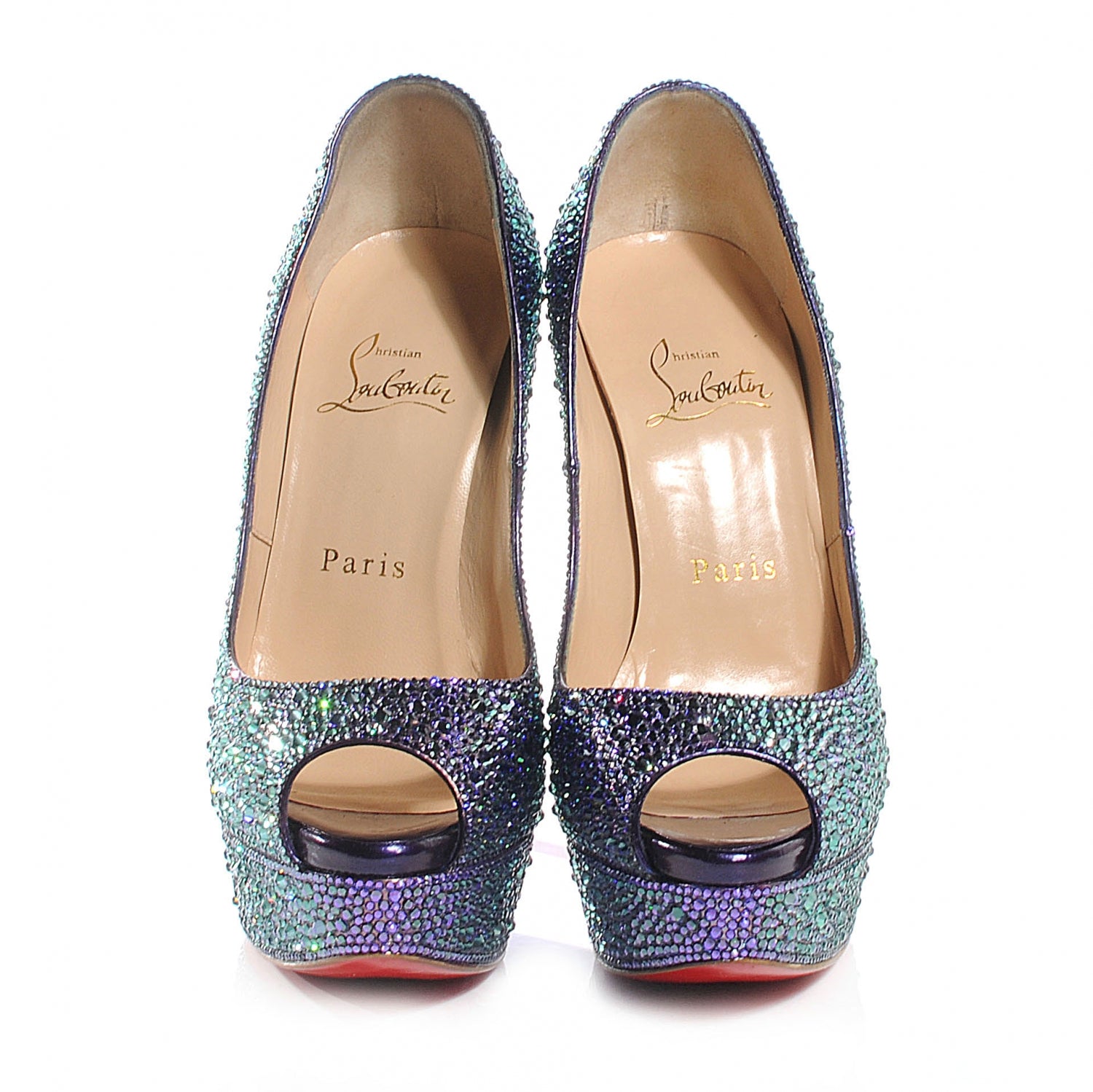 Christian Louboutin Swarovski Strass Lady Peep 150 Pumps 36 Heliotrope 2 of 6