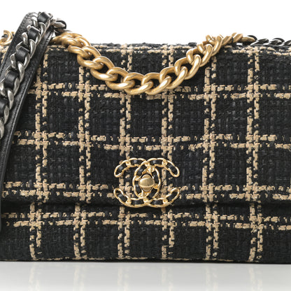 Chanel Tweed Quilted Medium Chanel 19 Flap Black Beige 8 of 11