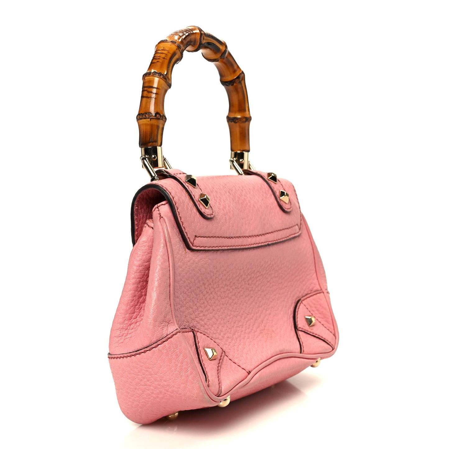 Calfskin Bamboo Top Handle Bag Pink