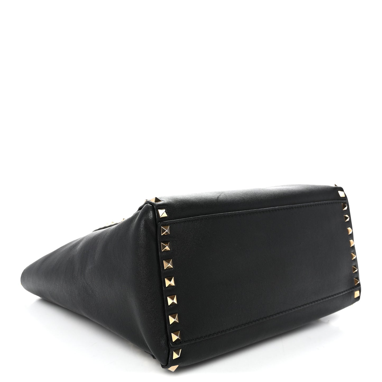 Vitello Rockstud Double Handle Tote Black