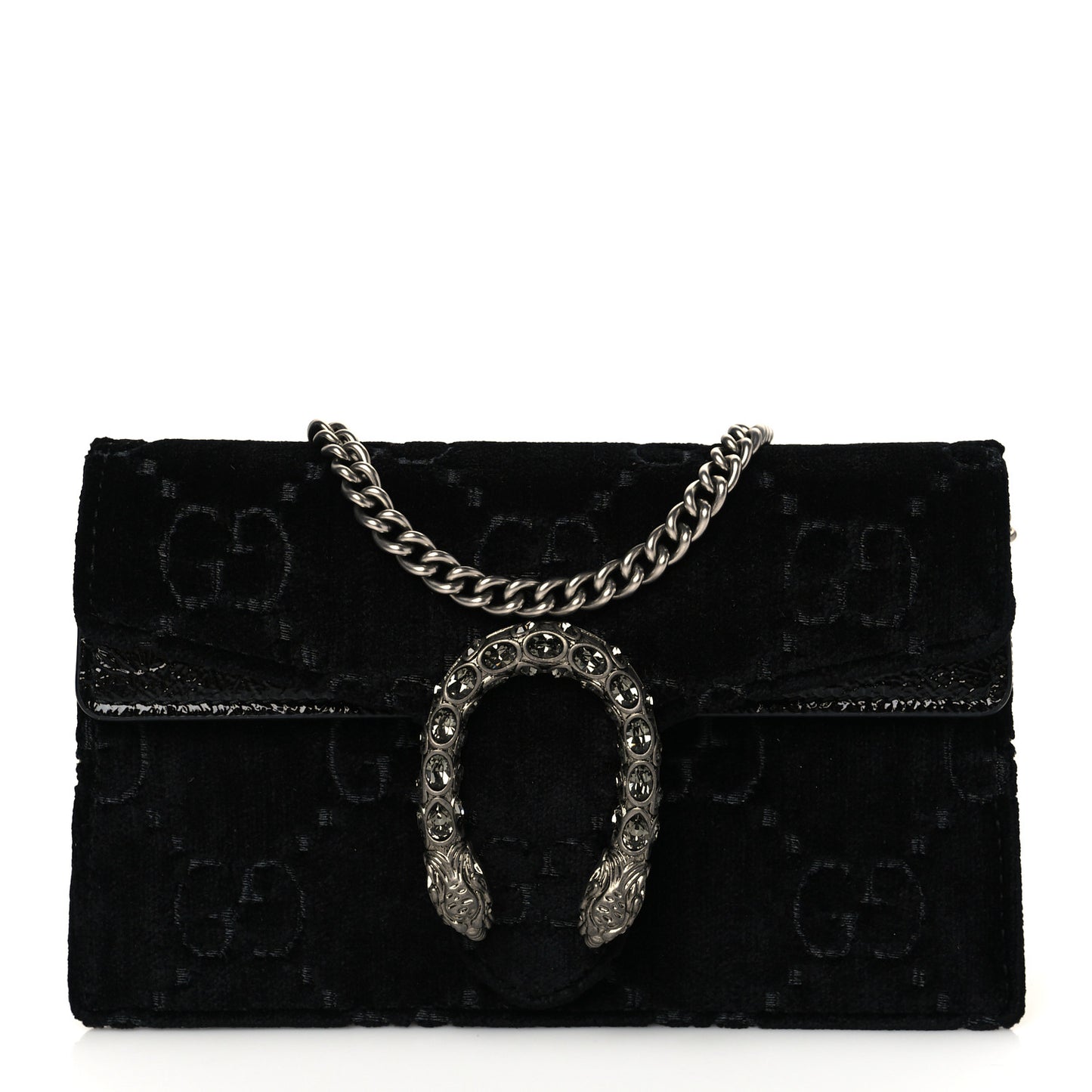 Velvet GG Monogram Super Mini Dionysus Shoulder Bag Black