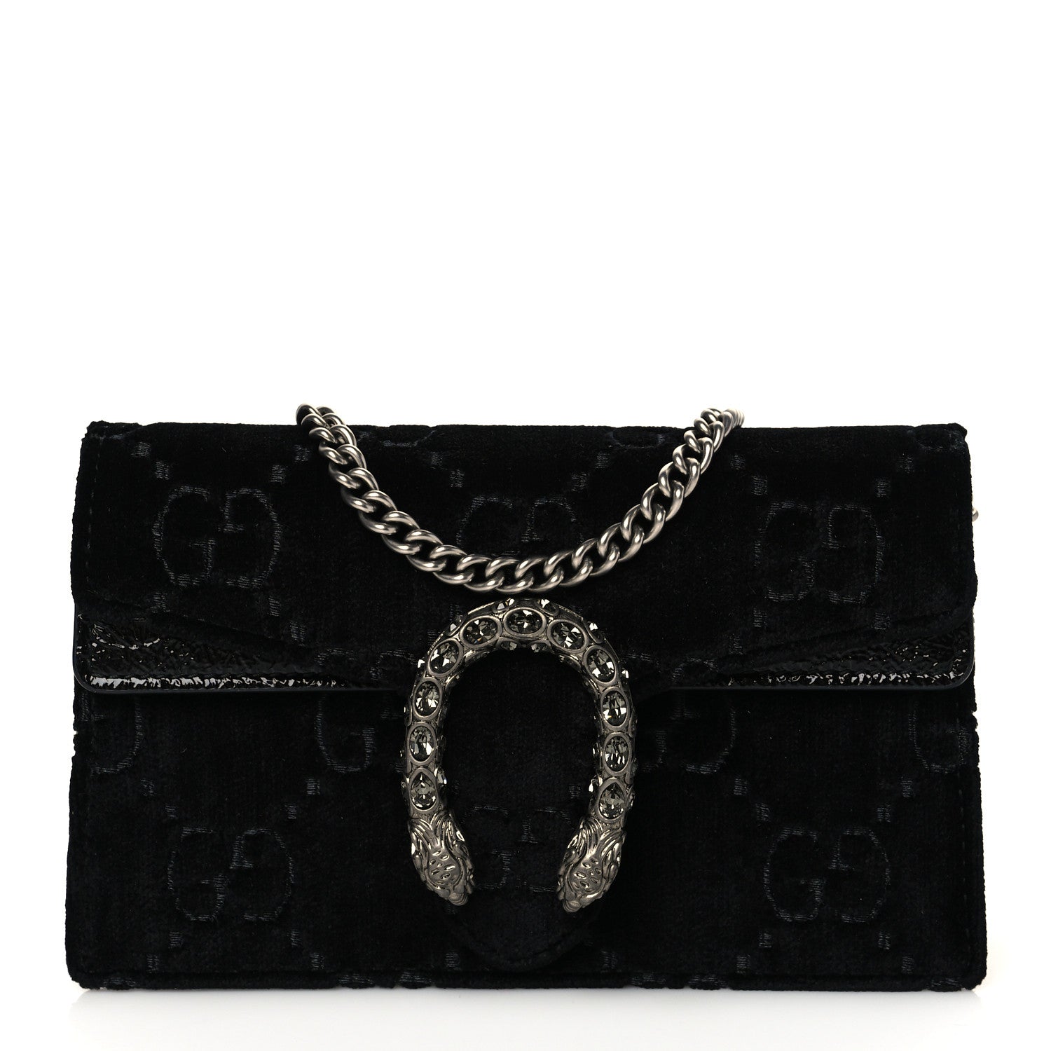 Gucci Velvet GG Monogram Super Mini Dionysus Shoulder Bag Black 1 of 9