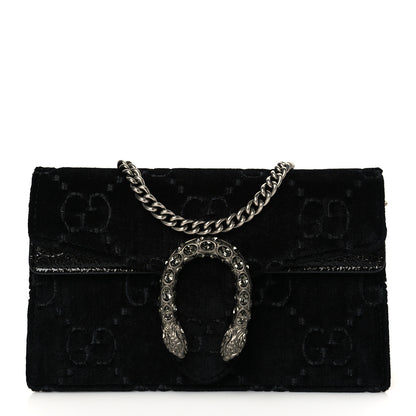 Gucci Velvet GG Monogram Super Mini Dionysus Shoulder Bag Black 1 of 9