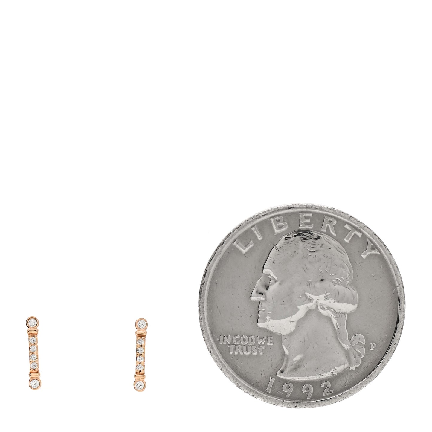 18K Rose Gold Diamond Fleur de Lis Key Bar Earrings