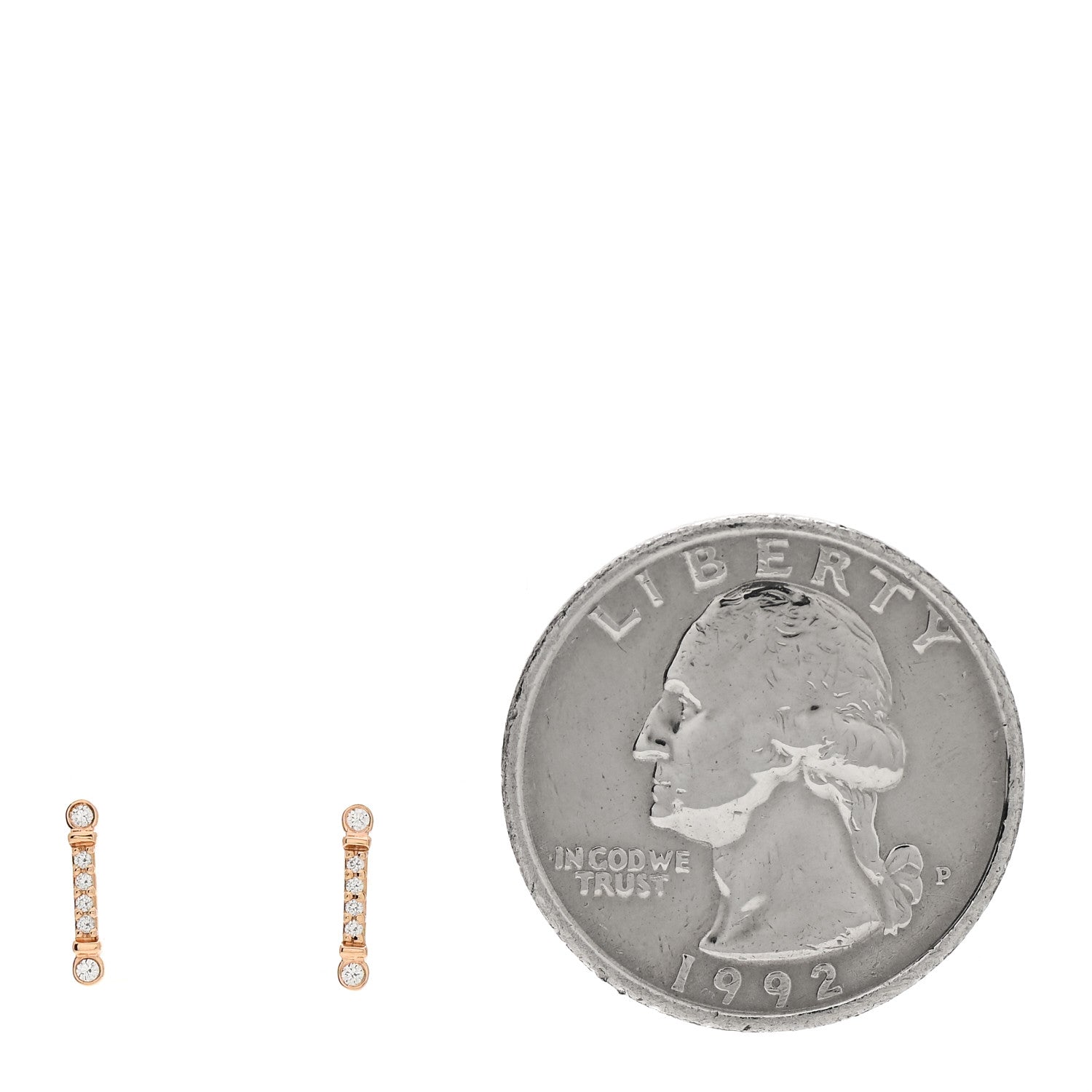 Tiffany 18K Rose Gold Diamond Fleur de Lis Key Bar Earrings 2 of 5