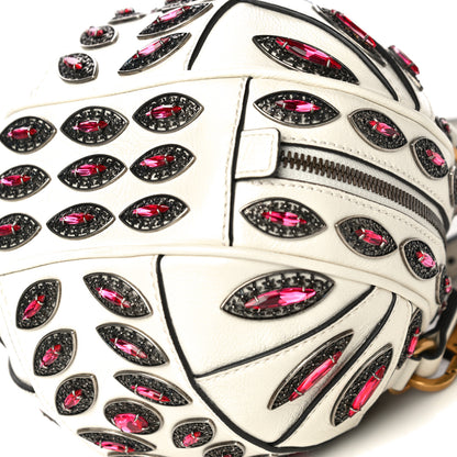 Gucci Calfskin Crystal Mini Tifosa Baseball Shaped Shoulder Bag White Fuchsia 12 of 16