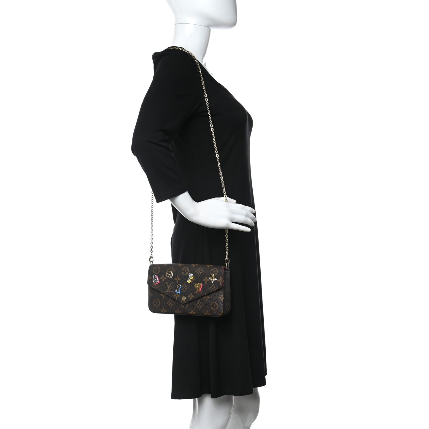 Monogram LV Love Lock Pochette Felicie Chain Wallet
