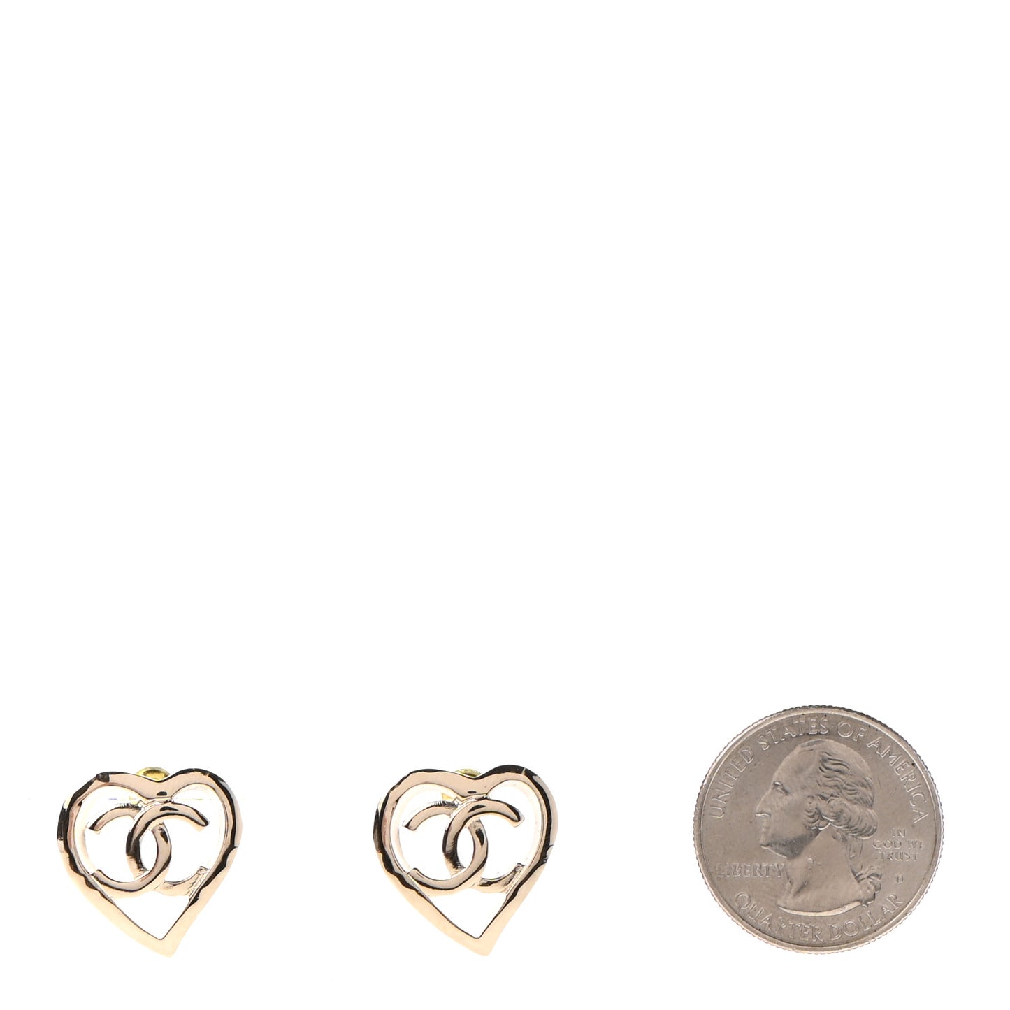 Metal CC Heart Coco In Love Earrings Gold