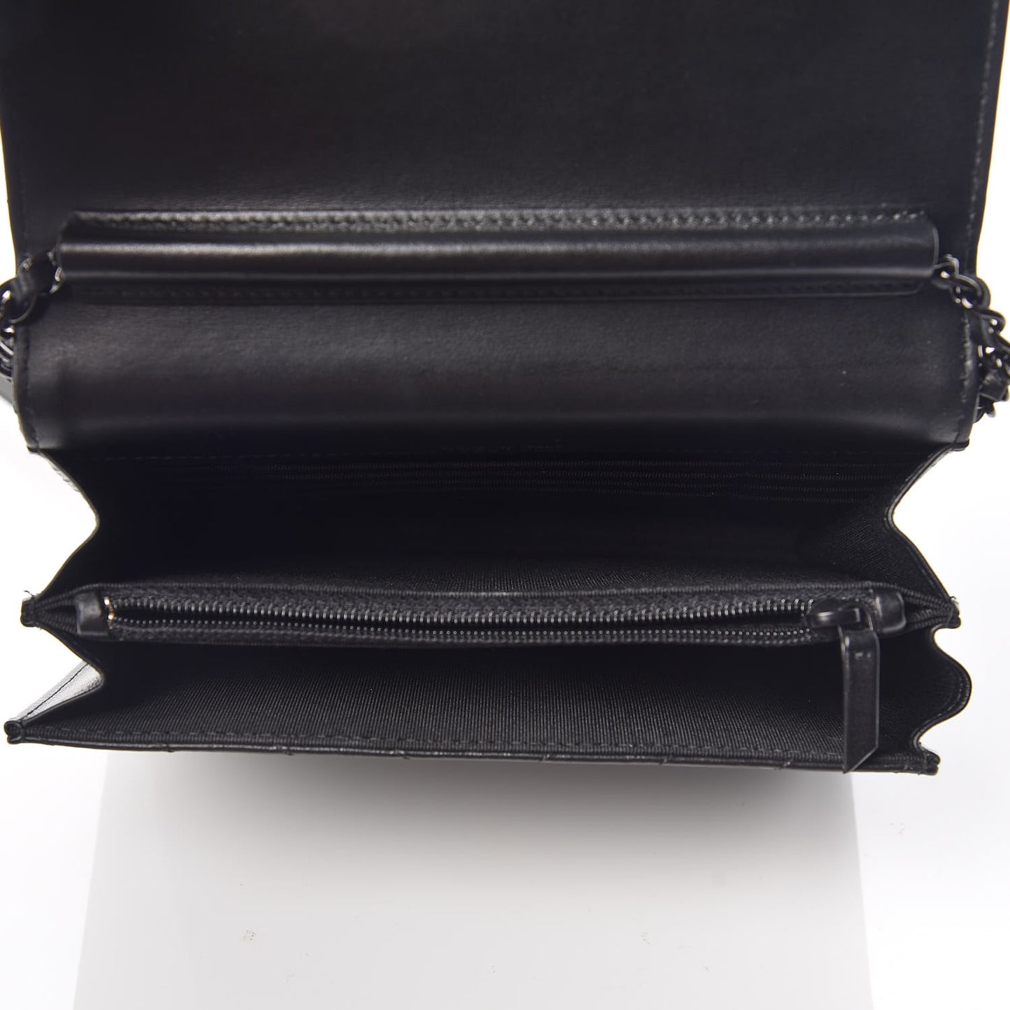 Aged Calfskin Chevron Quilted Reissue 2.55 Square Wallet On Chain WOC So Black