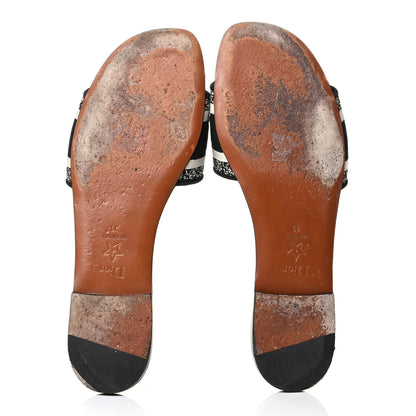 Christian Dior Canvas Embroidered Dway Mules Slide Sandals 39 Black 2 of 6