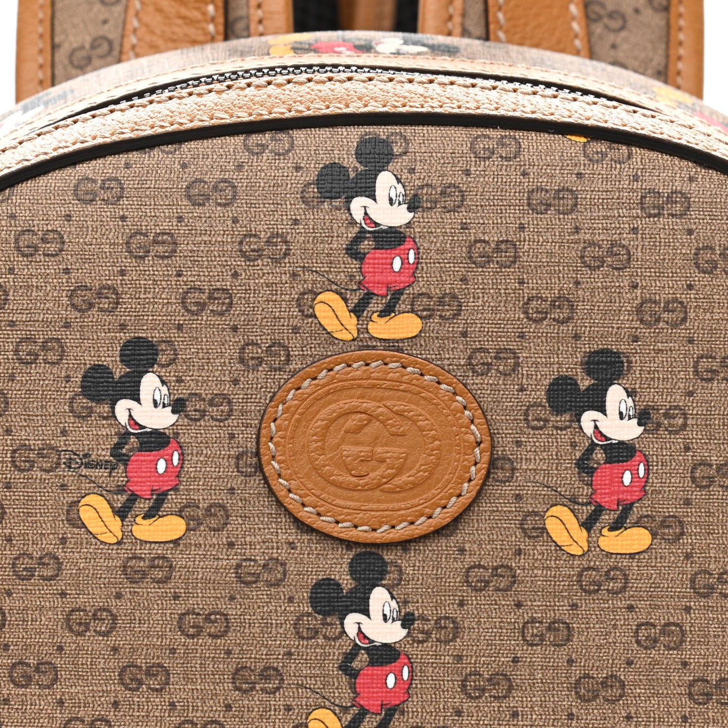 X DISNEY Mini Vintage GG Supreme Monogram Mickey Mouse Small Dome Backpack Beige Vintage Sun Oil