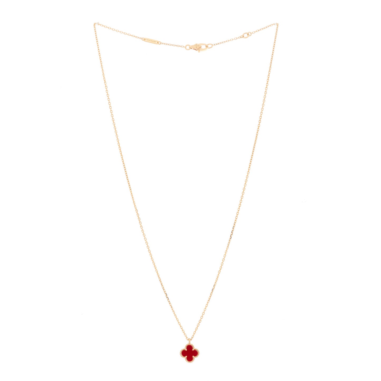 18K Rose Gold Carnelian Sweet Alhambra Pendant Necklace