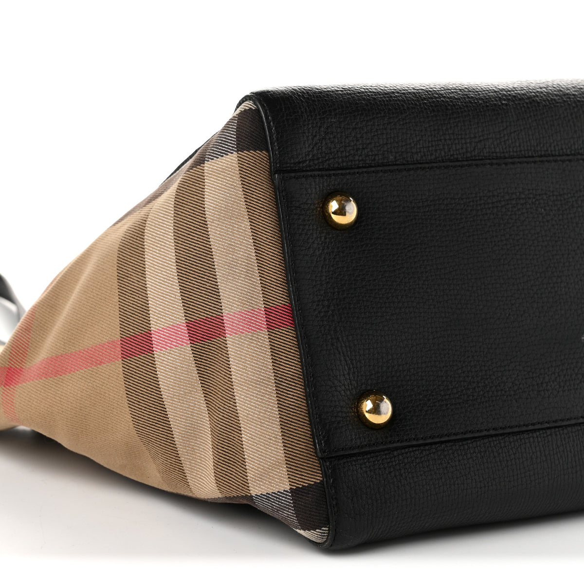 Grainy Calfskin House Check Small Canterbury Tote Black