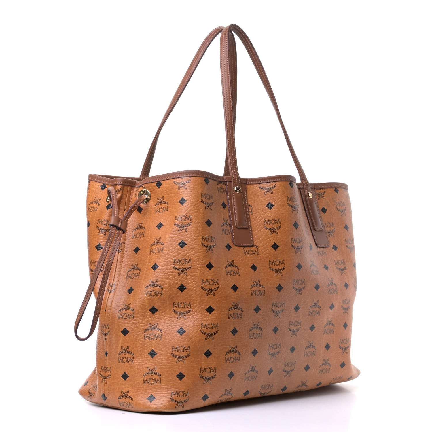 MCM Visetos Large Liz Reversible Shopper Tote Cognac 2 of 4