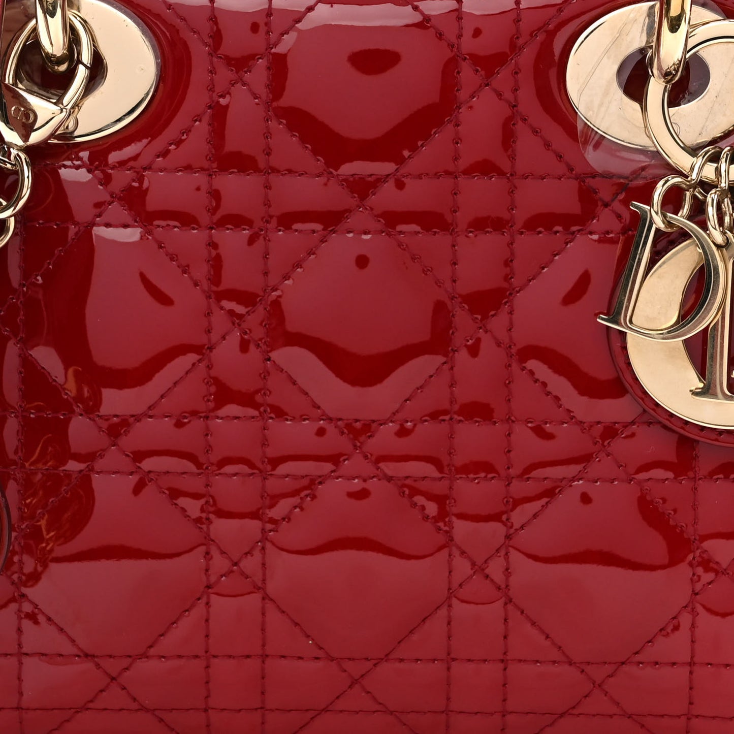Patent Cannage Mini Lady Dior Red