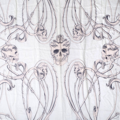 Alexander McQueen Silk Chiffon Art Nouveau Multi Skull Scarf Ivory Pink 1 of 5