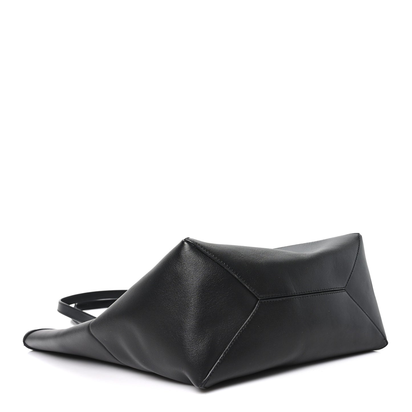 Shiny Calfskin Medium Puzzle Fold Tote Black