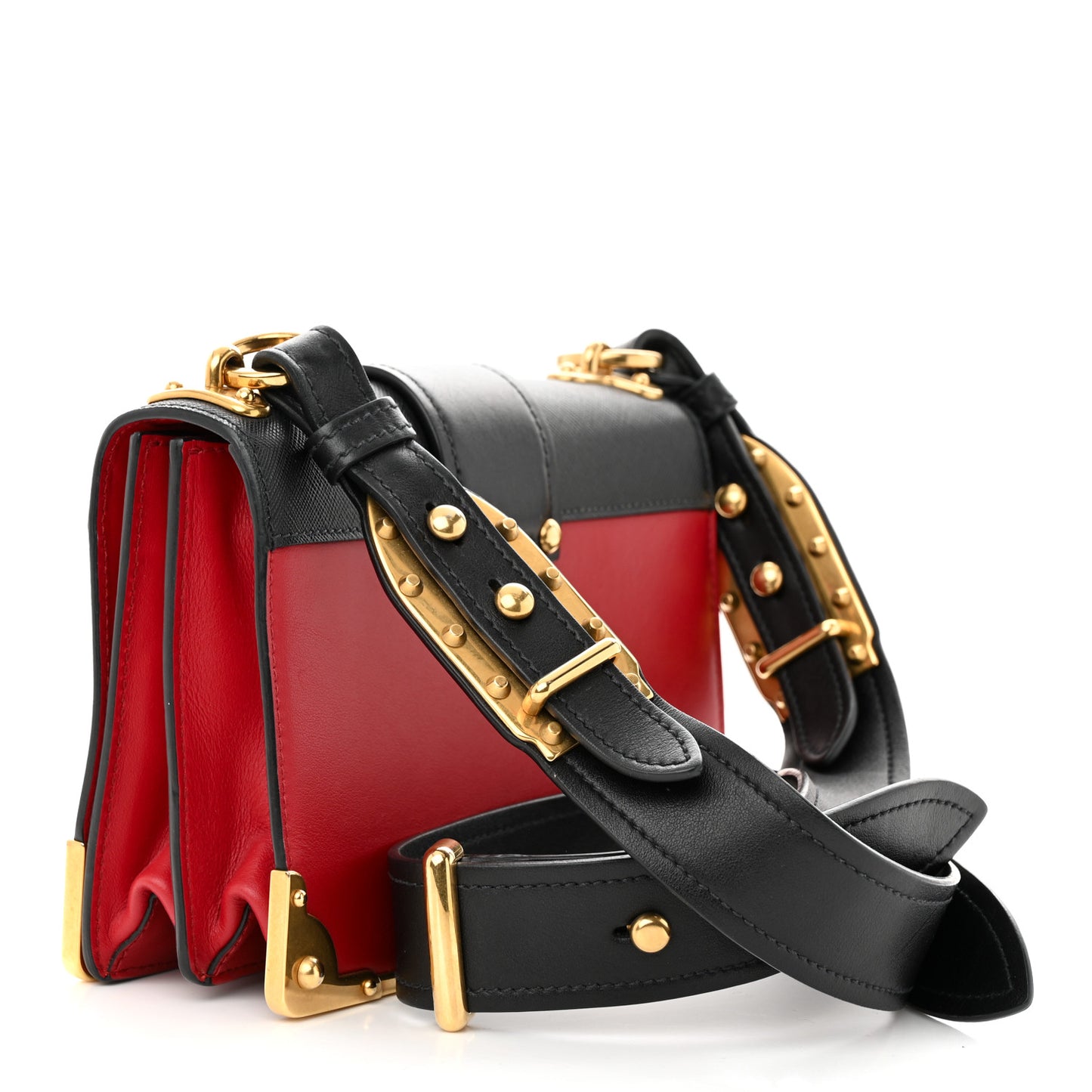 City Calfskin Saffiano Cahier Bag Fuoco Black