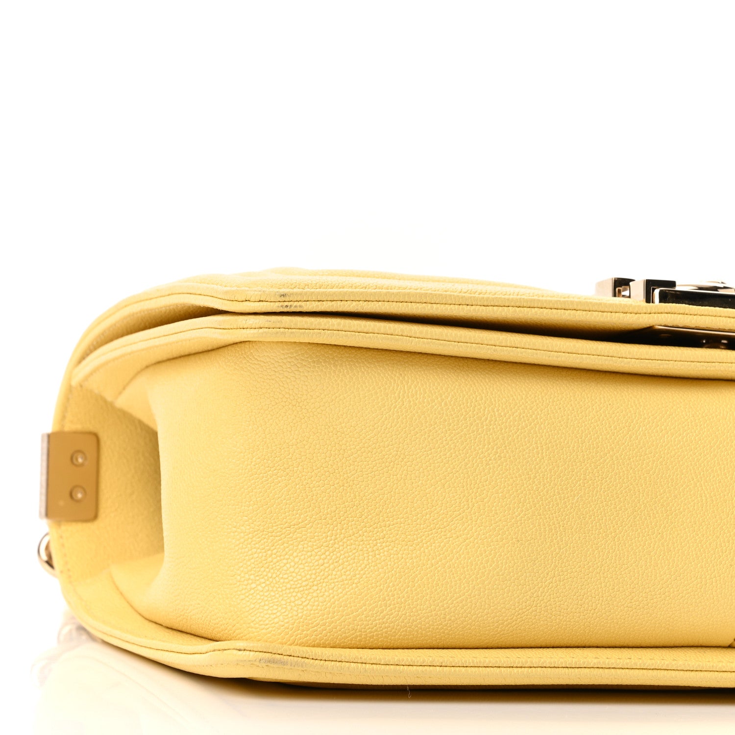 Chanel Caviar Chevron Quilted Medium Boy Flap Yellow 9 of 11