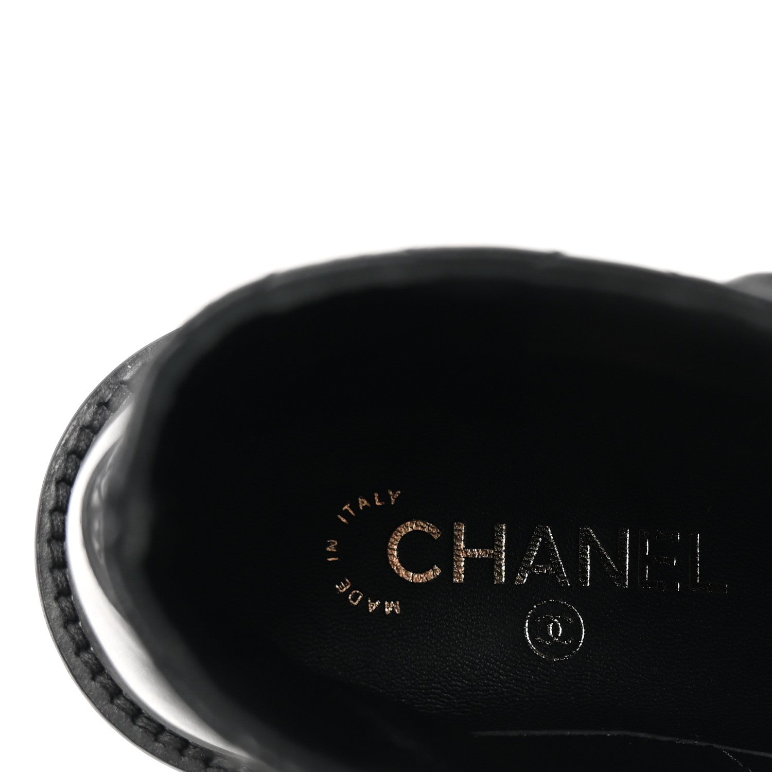 Chanel Shiny Goatskin Calfskin Quilted Lace Up Combat Boots 37 Black 8 of 10