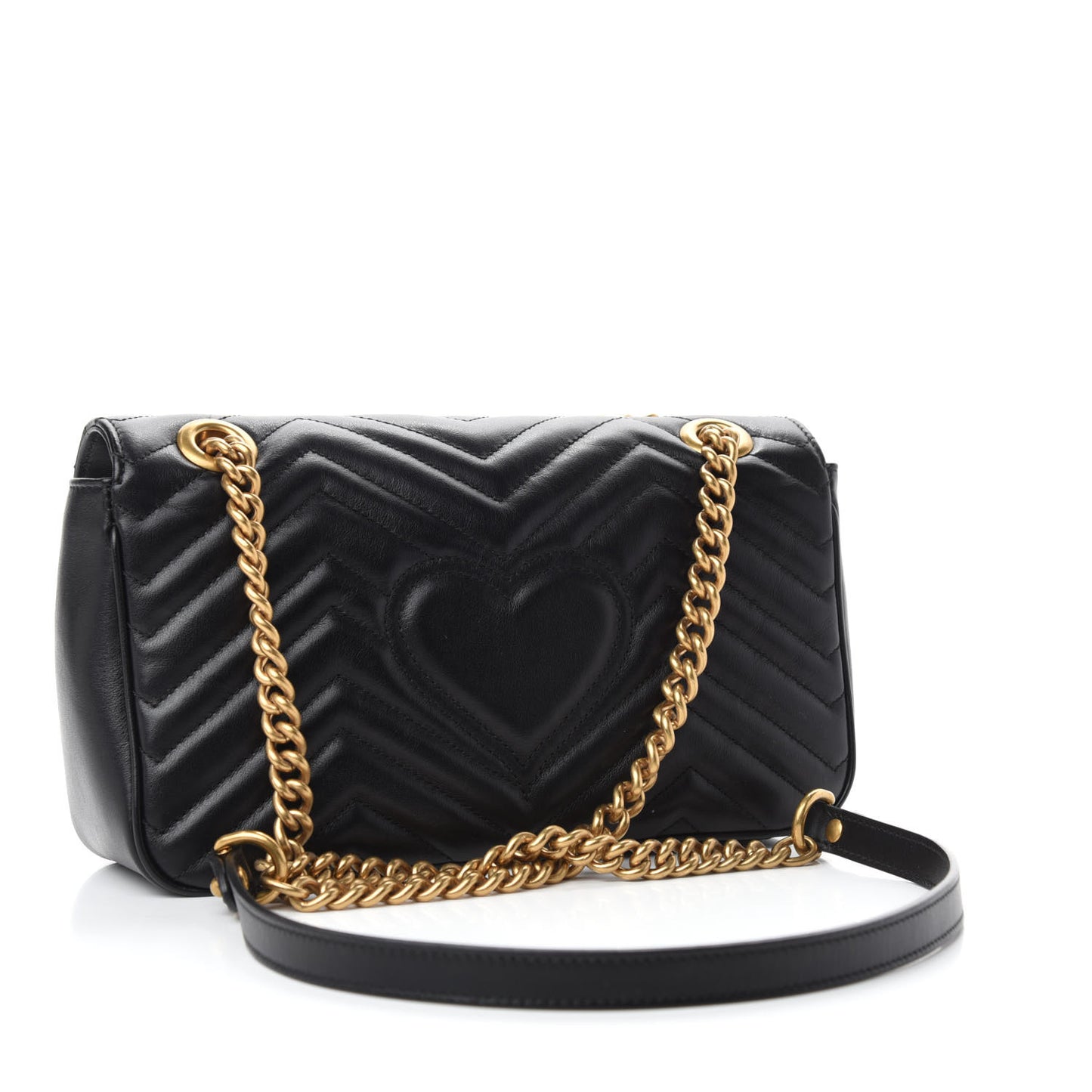 Calfskin Matelasse Small GG Marmont Shoulder Bag Black