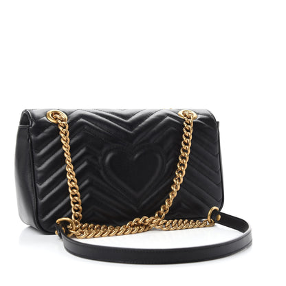 Gucci Calfskin Matelasse Small GG Marmont Shoulder Bag Black 3 of 11