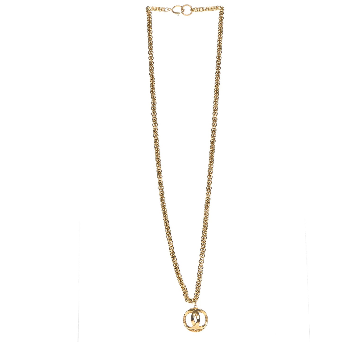 CC Pendant Chain Necklace Gold