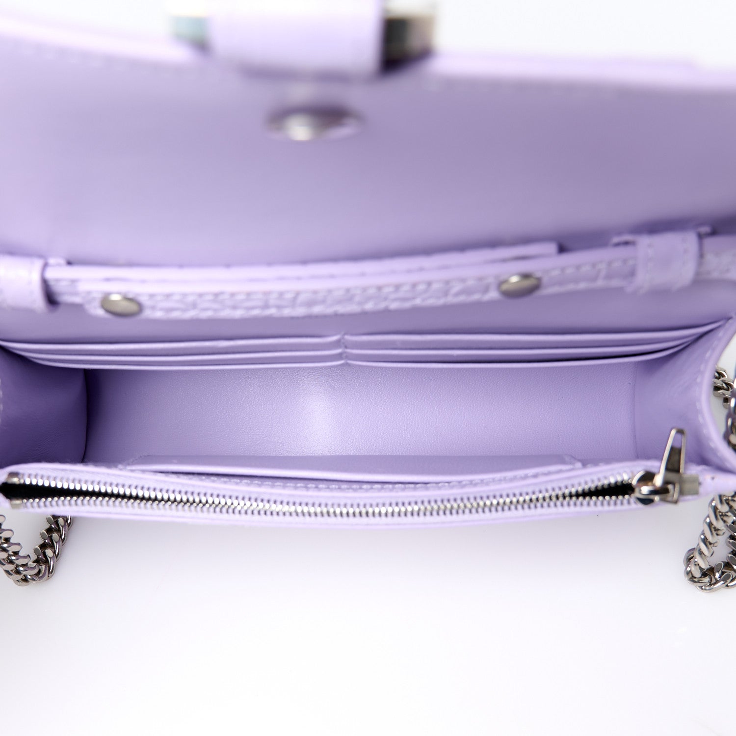 Balenciaga Shiny Calfskin Crocodile Embossed Hourglass Chain Bag Lilac 5 of 11